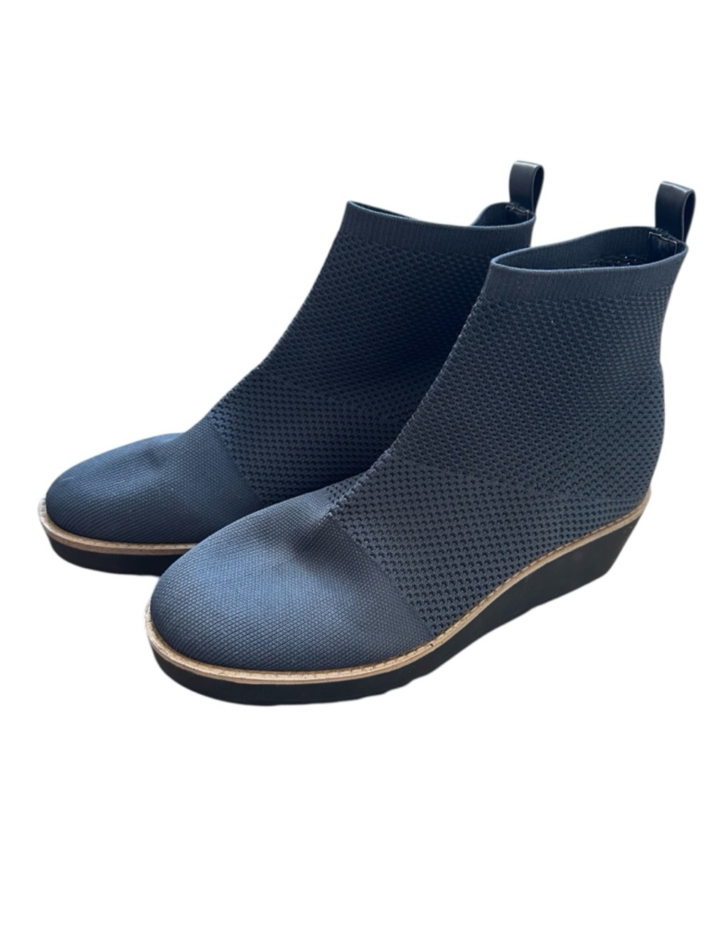 Bandolino Navy Knit‎ Sock Ankle Boots Women’s Size 10 Wedge Heel Slip-On